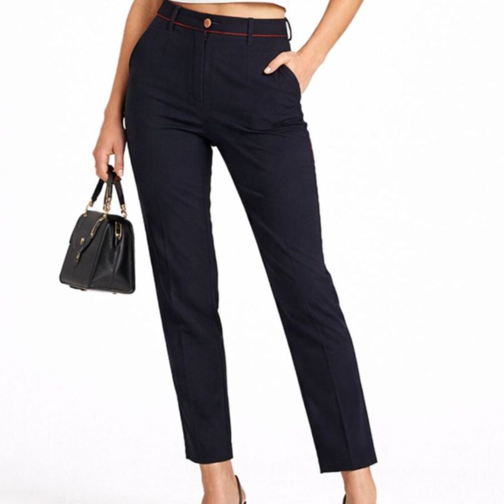 Banana Republic Sloan Fit Pants Slim Ankle Blue with Red Trim Size 6